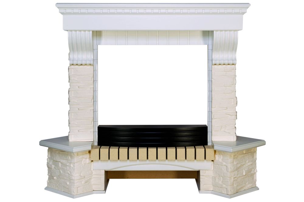 Портал Royal Flame Pierre Luxe угловой - Белый / Сланец белый