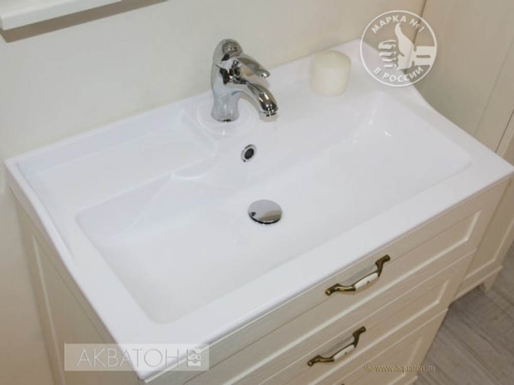 Тумба под раковину Акватон Леон 80 Н, дуб бежевый