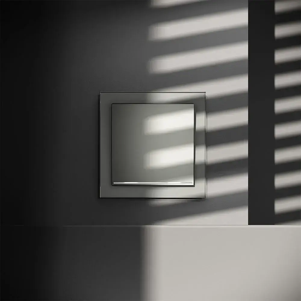 Выключатель встраиваемый VOLTUM S70 одноклавишный с подсветкой 10А, (сталь)