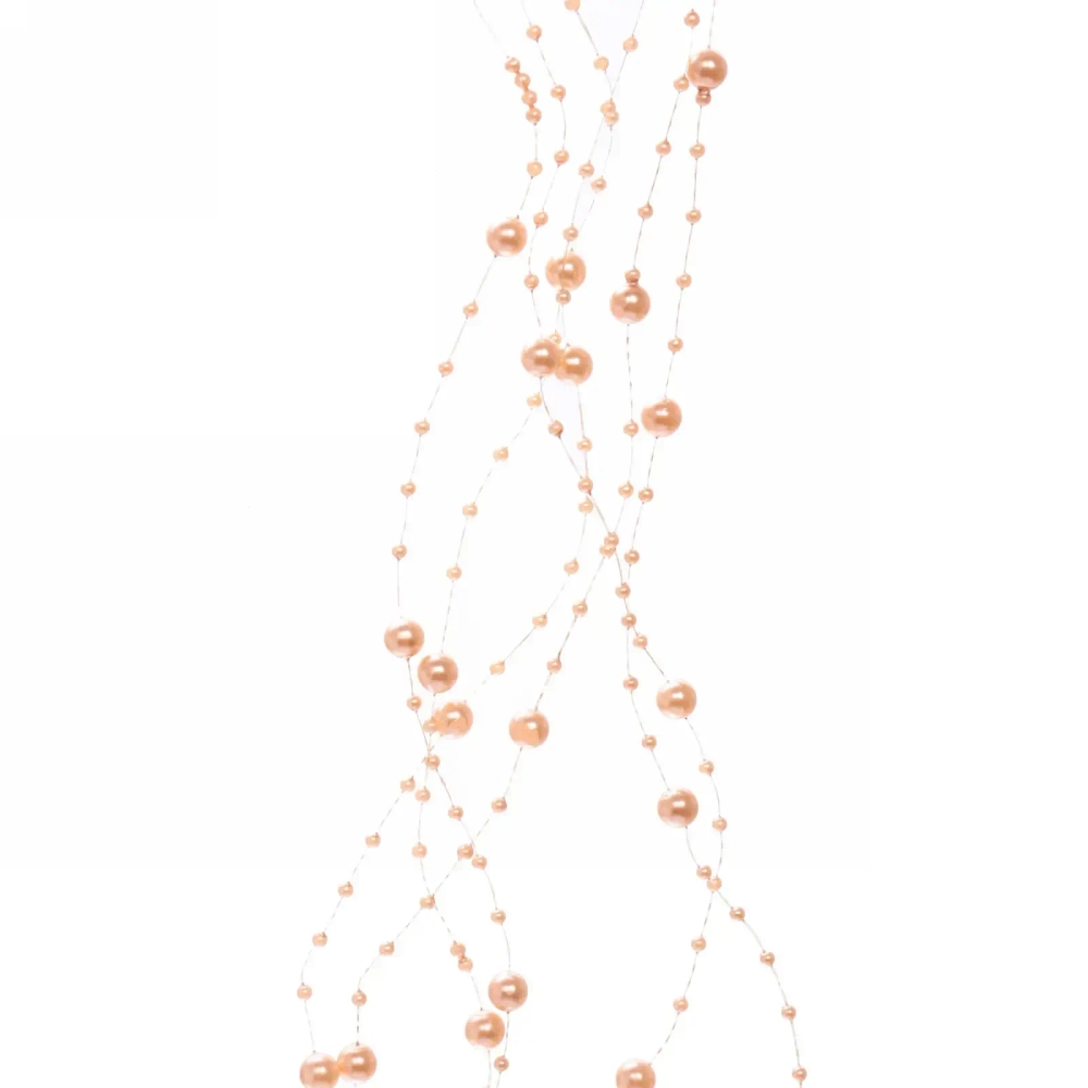 Бусы на ёлку 2м «Роса» d-7,5мм, Шампань