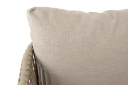 "Мальорка" диван 3-местный плетеный из роупа, основание дуб, роуп серо-коричневый 23мм, ткань бежевая 15052