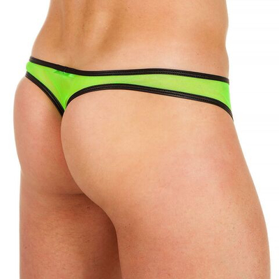 Черно-зеленые мужские трусики-тонги (Размер: XL) (Цвет: салатовый)