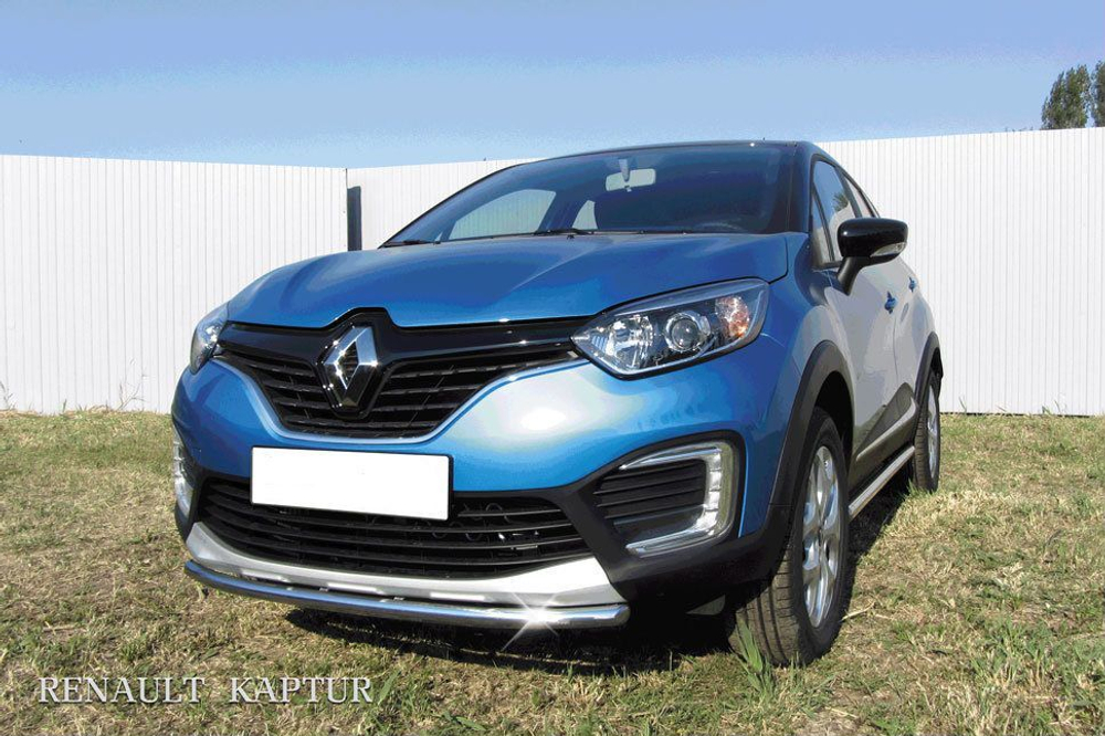 Защита переднего бампера (нержавейка) Renault Kaptur 4WD (2012-2019) d42