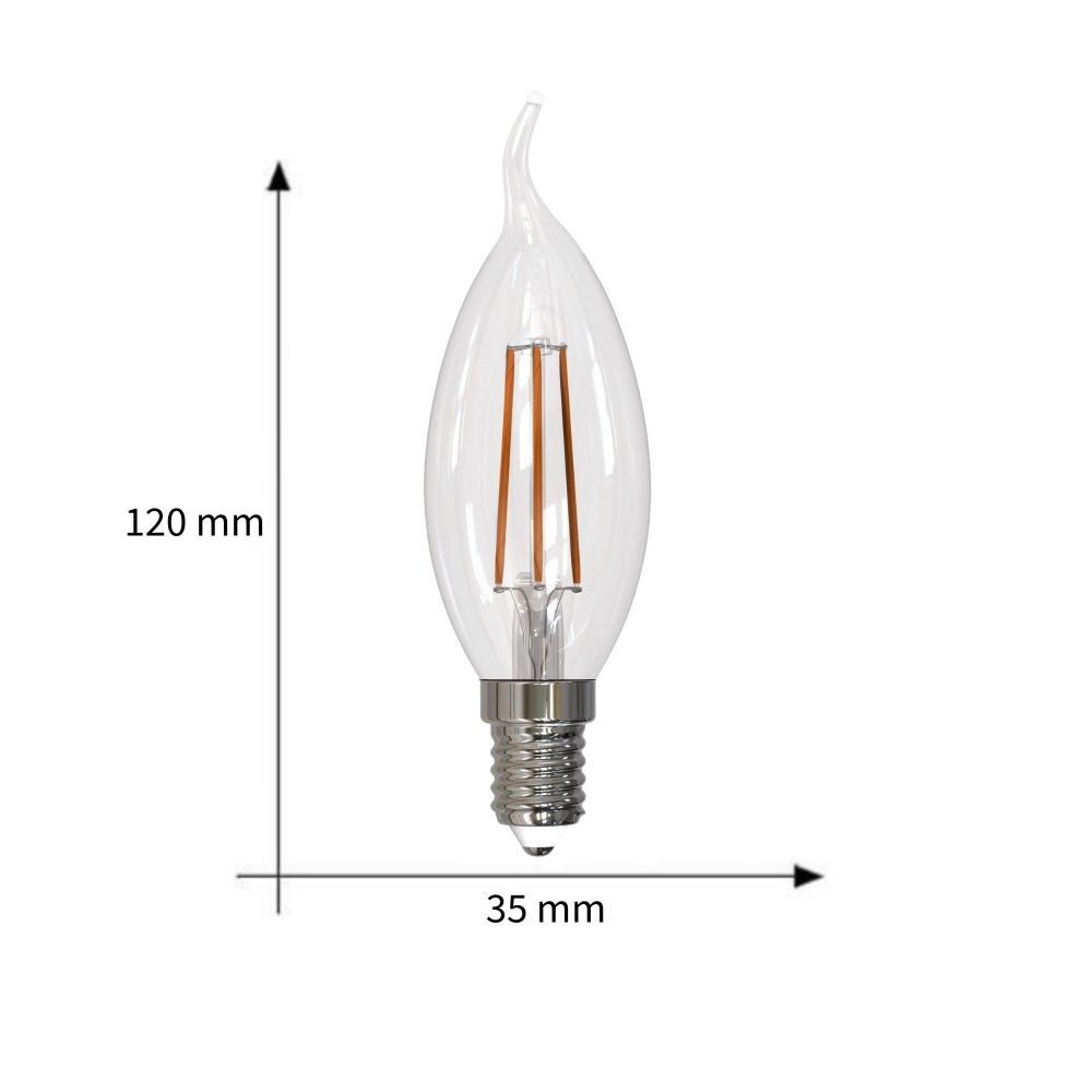 LED-CW35-9W-3000K-E14-CL-DIM GLA01TR Лампа светодиодная диммируемая. Форма свеча на ветру. прозрачная. Серия Air. Теплый белый свет 3000K. Картон. ТМ Uniel.