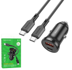 Автомобильный адаптер питания BOROFONE BZ18A PD 20W+QC 3.0 + кабель Type-C - Type-C (черный)