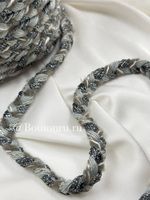 Тесьма-косичка серо-голубая с нитью люрекса 15 мм