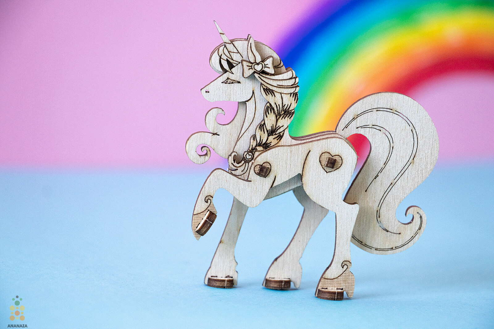 Единорог UNIT (UNIWOOD) - Деревянный конструктор, 3D пазл, сборная модель