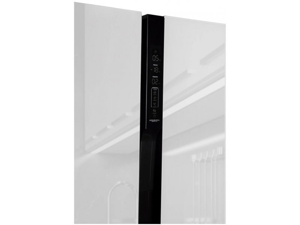 Холодильник трехкамерный Hyundai CS6073FV No Frost, Side by Side инверторный белое стекло