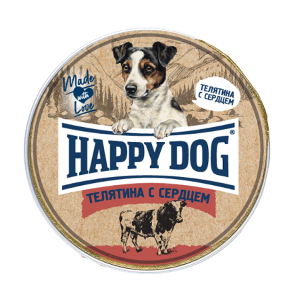 Консервы для собак паштет Телятина с сердцем, 125г Happy Dog Natur Line ламистер