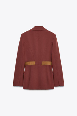 ZARA БЛЕЙЗЕР С ШИРОКИМ РЕМНЕМ, МАРСАЛА