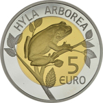 ЛЮКСЕМБУРГ, 2017, 5 ЕВРО [HYLA ARBOREA] [БИМЕТАЛЛ: СЕРЕБРО + NORDIC GOLD]