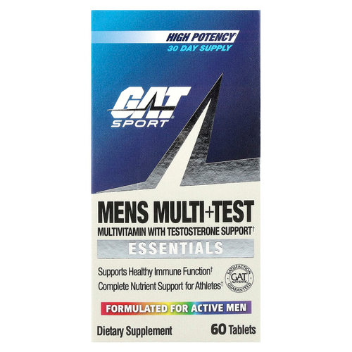 GAT, Mens Multi + Test, мультивитамины с тестостероном для мужчин, высокая эффективность, 60 таблеток