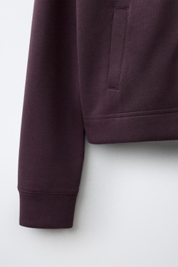 ZARA СПОРТИВНАЯ КУРТКА С КАПЮШОНОМ, БАКЛАЖАННЫЙ