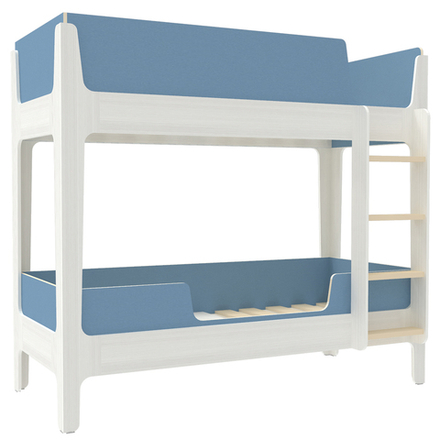 Кровать двухъярусная КарИВи Лотос Белое Дерево Светло-синий, голубой