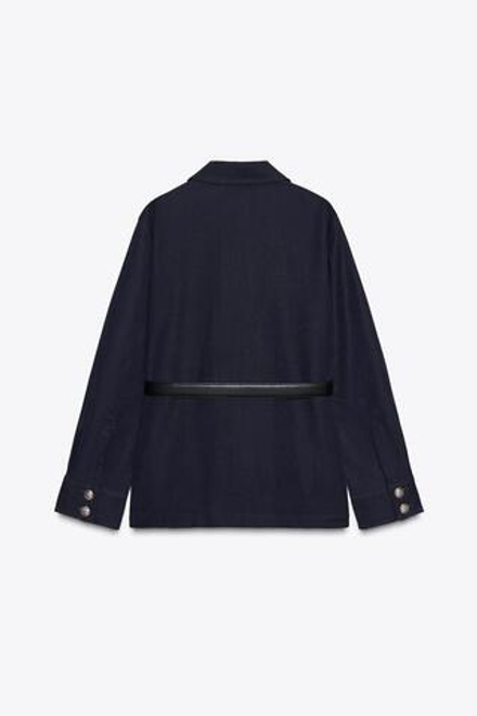 ZARA КУРТКА С ПОЯСОМ И НАКЛАДНЫМИ КАРМАНАМИ, МОРСКОЙ СИНИЙ