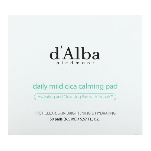 d'Alba, Daily Mild Cica Calming Pad, успокаивающие диски для ежедневного использования, 50 шт., 165 мл (5,57 жидк. унции)