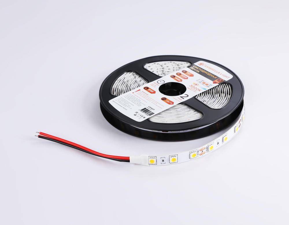 GS4001 5050 60Led/ 14.4W m/ 24V IP20 3000K/ 5000*10*1.87mm (2 конт.)