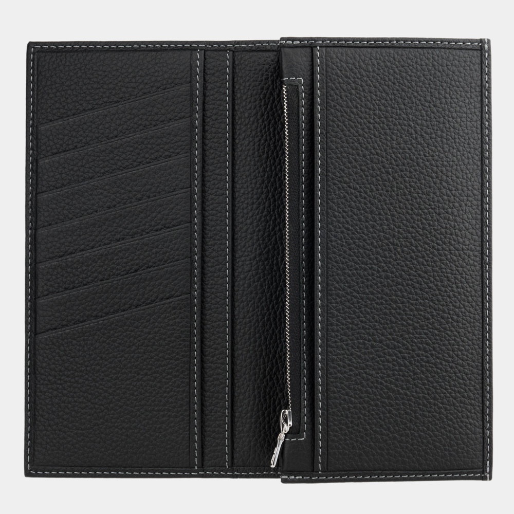 Кошелек кожаный, теленок черного цвета