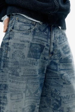 PULL&BEAR Джинсы широкого кроя "Stranger Things", синий