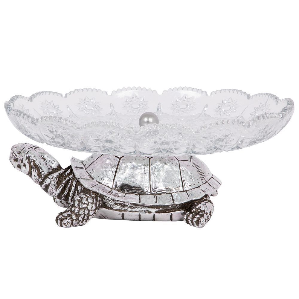 Фруктовница-конфетница Черепаха со стеклянной чашей 1257 Серебро