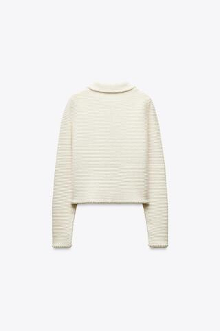 ZARA КАРДИГАН С БУСИНАМИ, ЭКРЮ