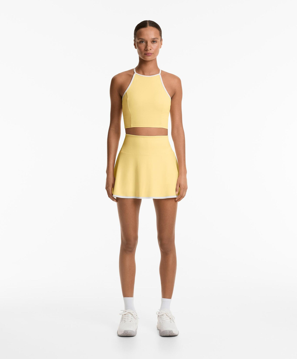 Oysho Майка Comfortlux с вырезом халтер и окантовкой, желтый