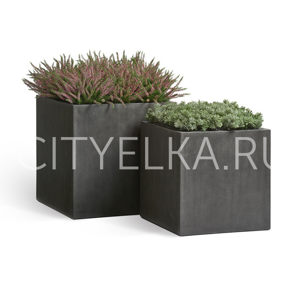Кашпо TREEZ Effectory - Beton - Куб - Тёмно-серый бетон