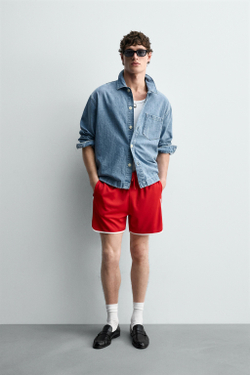 ZARА ДЖИНСОВАЯ РУБАШКА BOXY FIT, ВЫЦВЕТШИЙ СИНИЙ