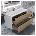 Тумба с раковиной Uperwood Barsa 100 см, раковина белая, подвесная тумба белая/дуб сонома