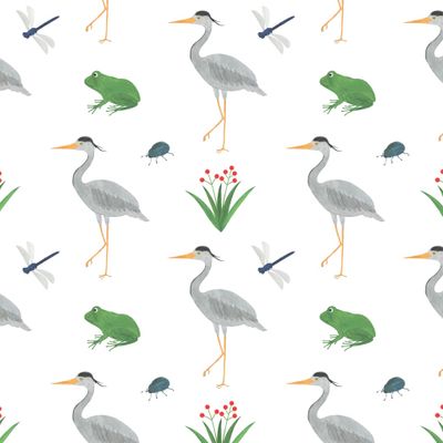 Цапля акварель