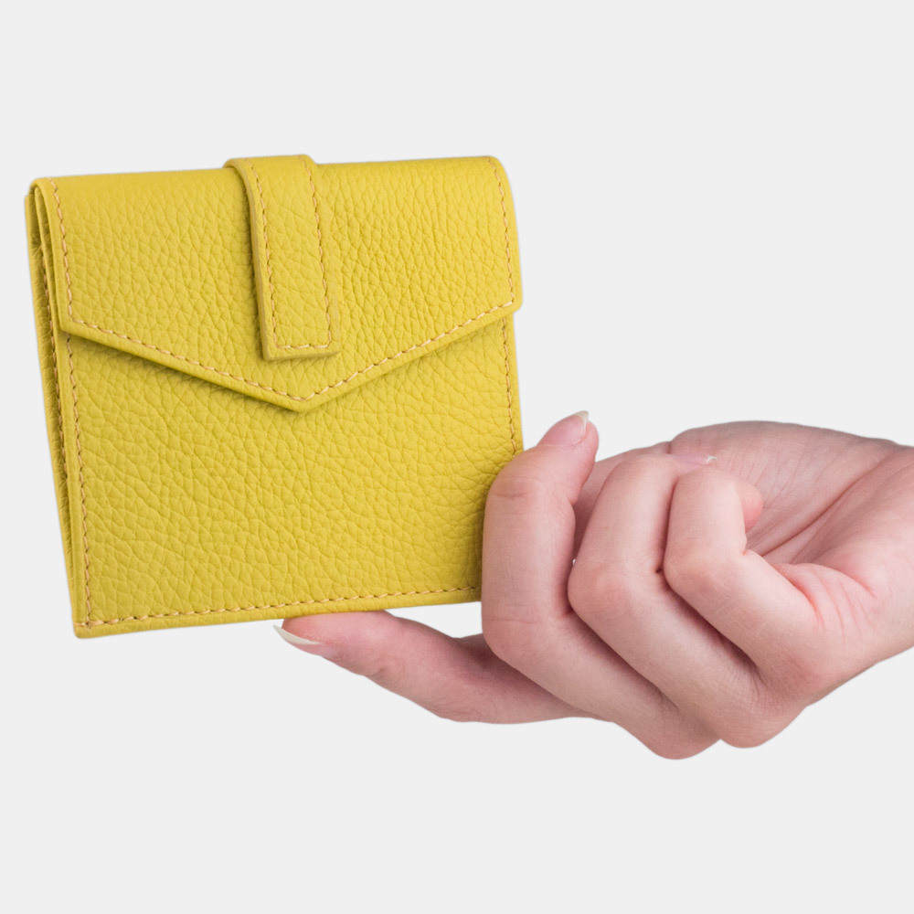 Кожаный картхолдер-кошелек Perle желтого цвета