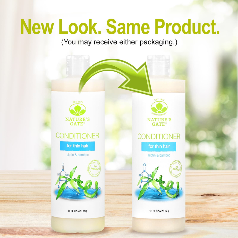 Mild By Nature, Nature's Gate, кондиционер для тонких волос, с биотином и бамбуком, 473 мл (16 жидк. унций)