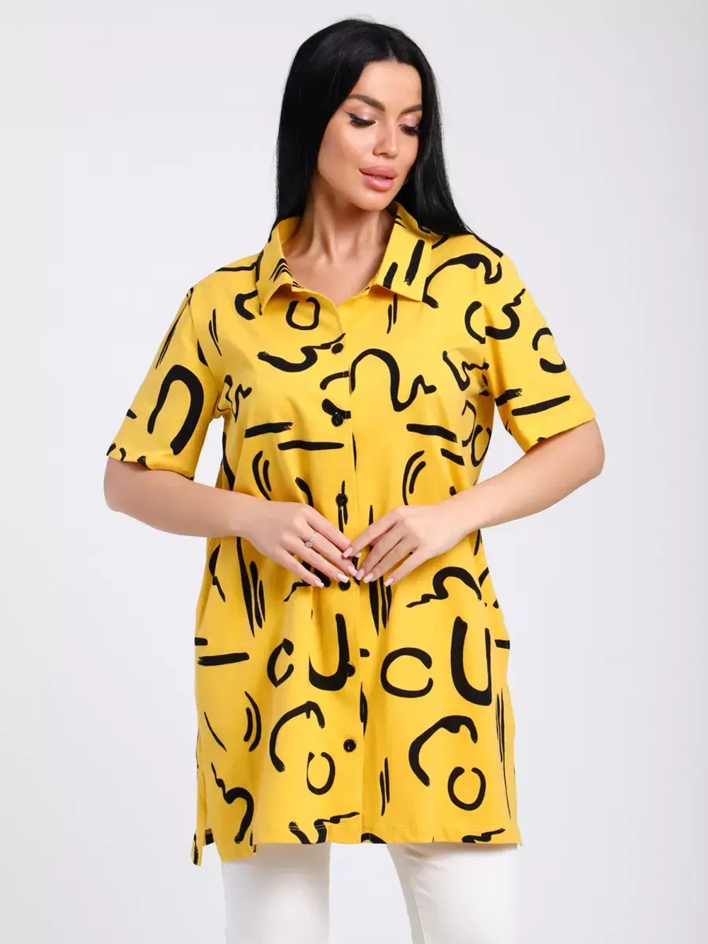 Туника-рубашка хлопок большие размеры