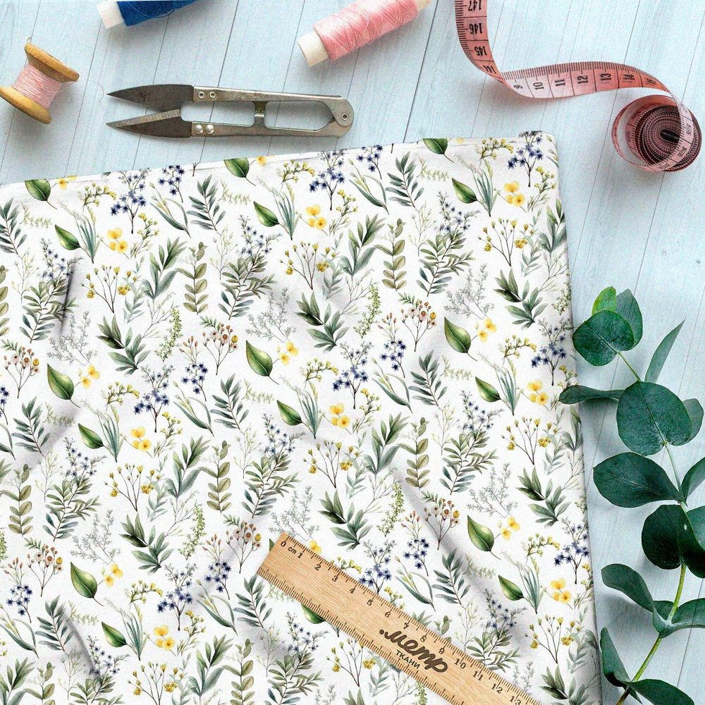 Ткань премиум шифон луговое разнотравие