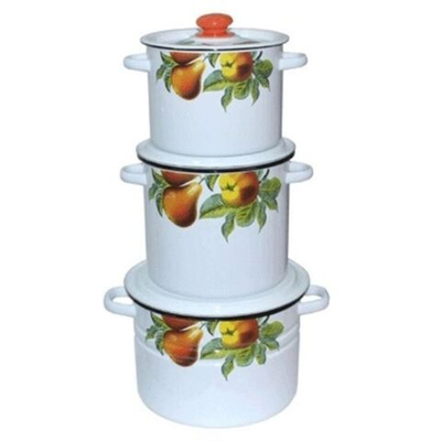 Набор эмалированной посуды 6 пр, кастрюли 3.5,5.5,8 л, Сиб товары, Дары лета 17, N17B62