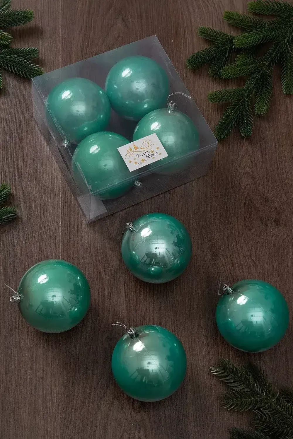 Набор новогодних шаров (4 шт) - перламутр