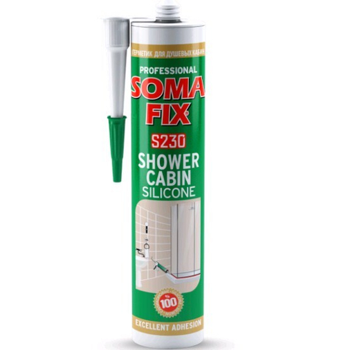 Герметик силикон. SOMA FIX  санитар. для душев.кабин  белый  280мл / S231 * АКЦИЯ