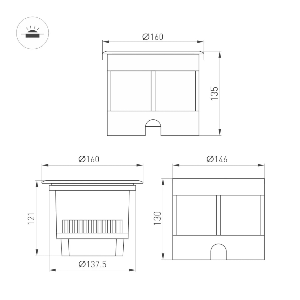 Светильник LTD-DAFNA-GROUND-R160-16W Warm3000 (SL, 10 deg, 230V) (Arlight, IP67 Металл, 5 лет) 061193