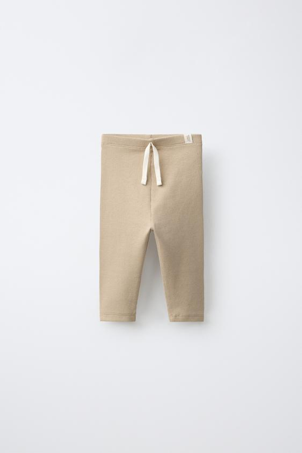 ZARA ЛЕГИНСЫ В РУБЧИК С НАШИВКОЙ, ПЕСОЧНЫЙ