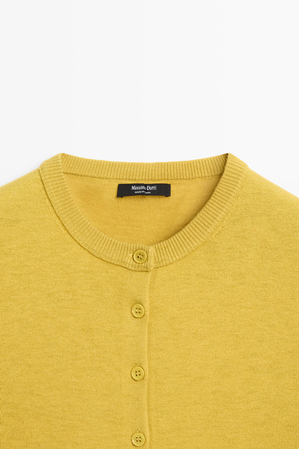 Massimo Dutti Кардиган из шерсти с короткими рукавами, лаймовый
