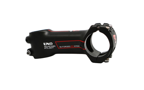 Вынос руля UNO, алюминиевый кованый, MTB, для безрезьбовой вилки 1-1/8", под руль 31,8мм, четырехболтовый,  l-90мм, угол -7°, матовый черный