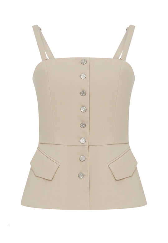 Топ приталенного силуэта (бежевый)