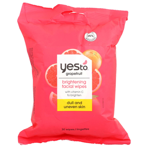 Yes To, Осветляющие салфетки для лица, для тусклой и неровной кожи, грейпфрут, 30 салфеток