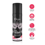 Съедобный гель с вибрацией Orgie DUAL VIBE! со вкусом коктейля STRAWBERRY GIN AND TONIC 15 мл