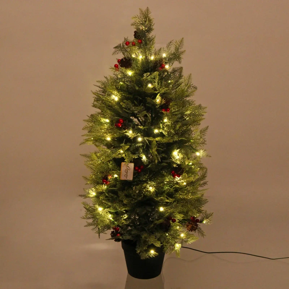 Ёлка светодиодная в горшке «Лесная радость» 90 см, (260 веток) 80 ламп LED, цвет свечения-Теплый белый