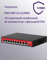 10-портовый гигабитный AI коммутатор с функцией PoE PND-08P-2G (120W)