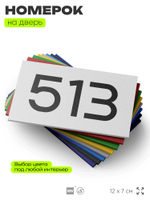 Номер на дверь 513, табличка на дверь для офиса, квартиры, кабинета, аудитории, склада, белая 120х70 мм, Айдентика Технолоджи