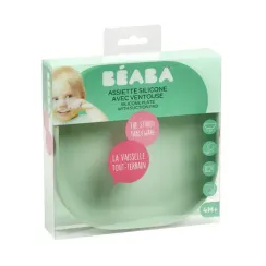 Тарелка из силикона Beaba Silicone Plate With Suction Cup Sage Green