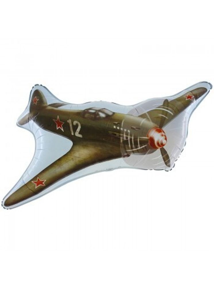 Шар фигура, фольга, самолет военный, 90см