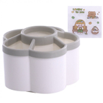 Подставка-стакан для канцтоваров Alingar, пластиковая, форма цветок, 15 см * 11 см, цвет белый/серый, ПВХ наклейки в комплекте